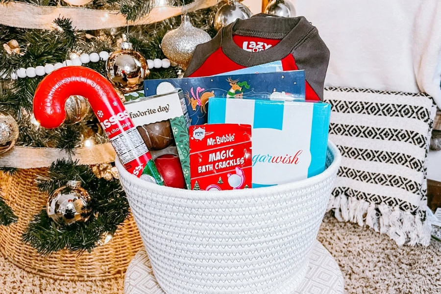 family Christmas traditions idea featuring christmas eve box