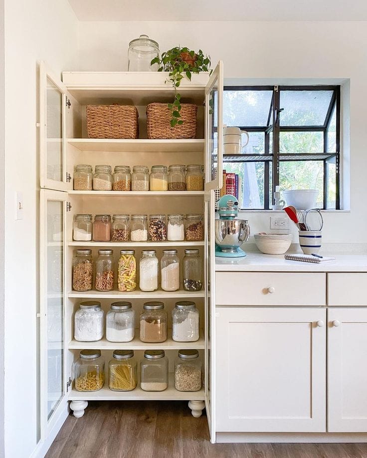 Pantry organization tips and ideas featuring an example of a kitchen's pantry