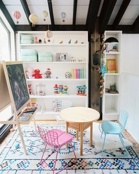 Ideas to display your kids' holiday artwork around the home featuring a kids playroom