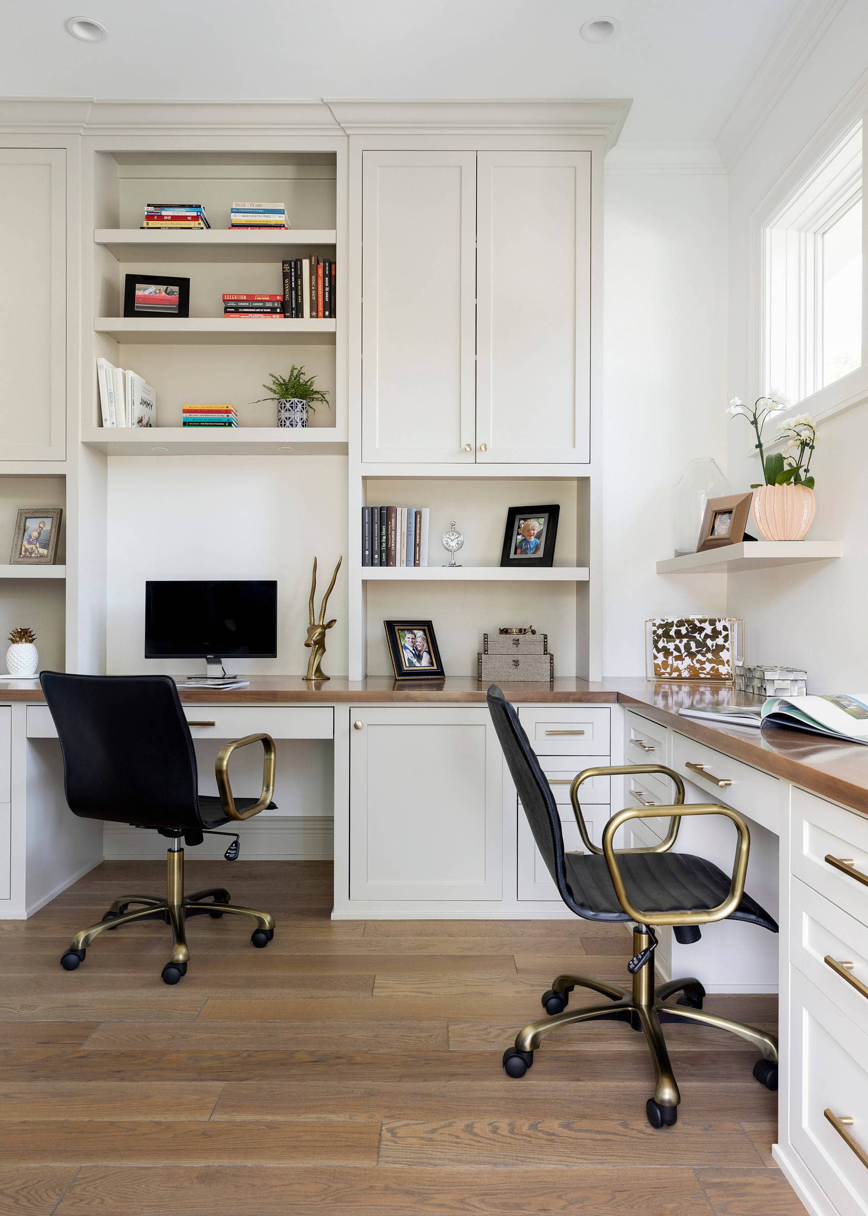 Declutter before new year idea featuring an organized modern home office