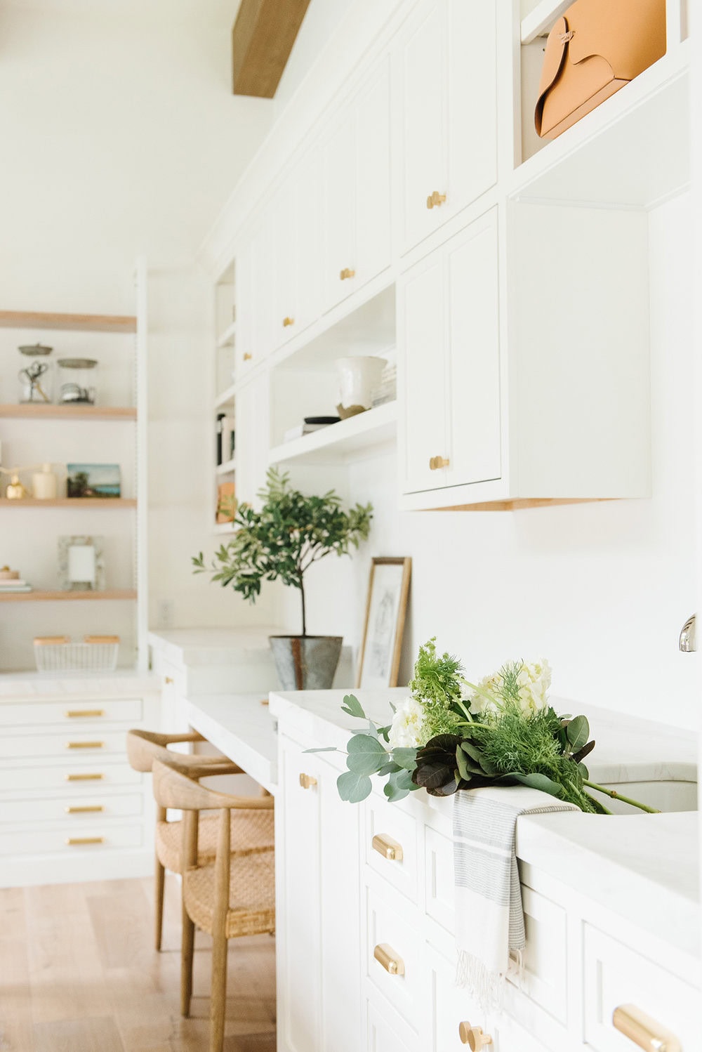 Declutter before new year idea featuring a tidy modern farmhouse craft room