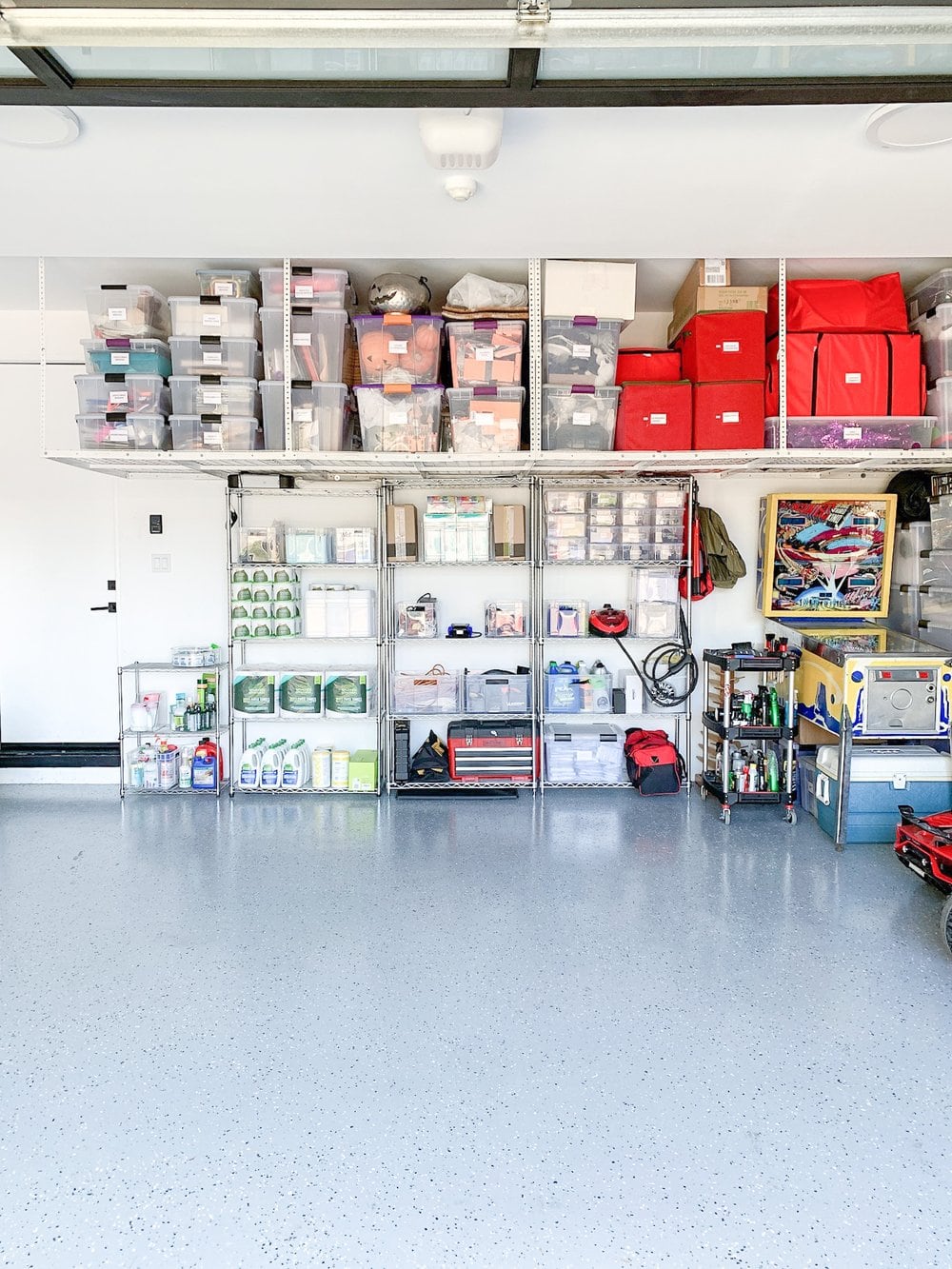 Declutter before new year idea featuring a garage wall storage solution