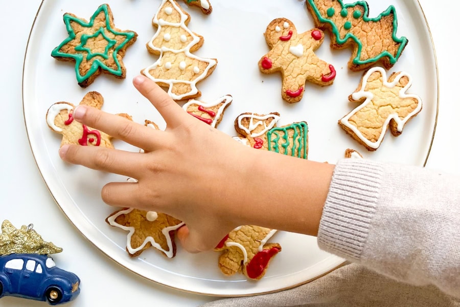family Christmas traditions idea featuring baking cookies