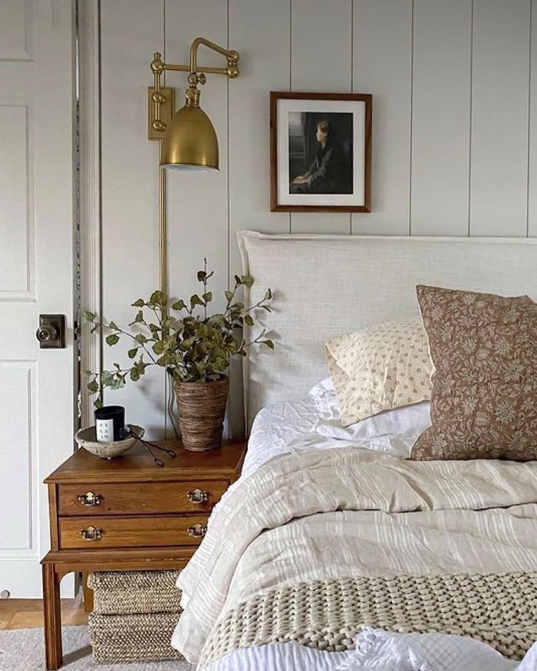 Decorating after Christmas idea featuring a modern traditional bedroom during winter in neutral tones