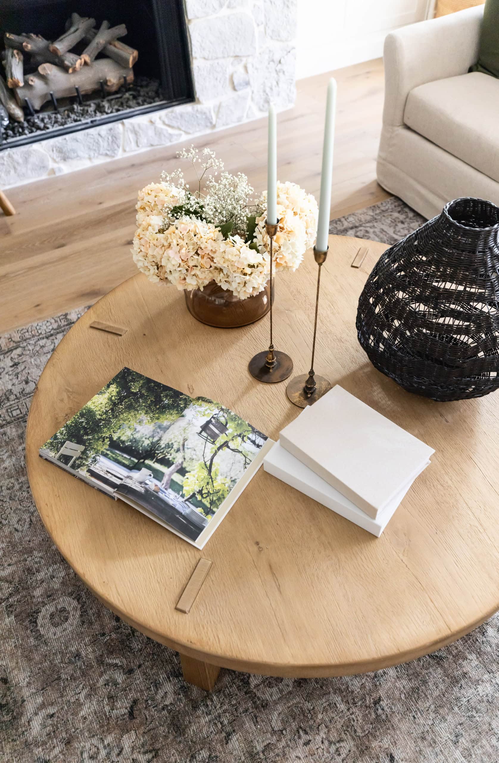 Decorating after Christmas idea featuring a winter decorative vignette