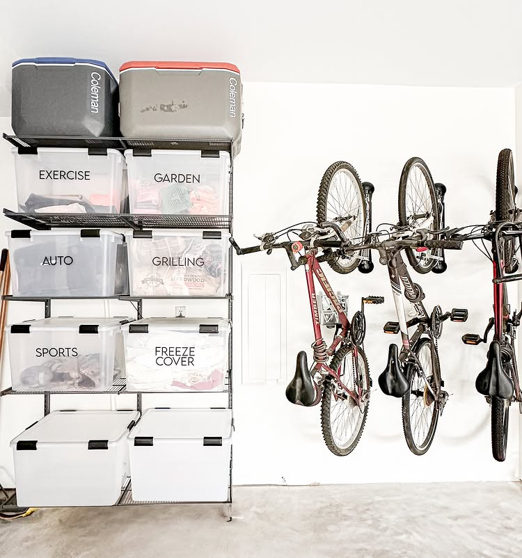 Declutter before new year idea featuring a garage wall storage solution