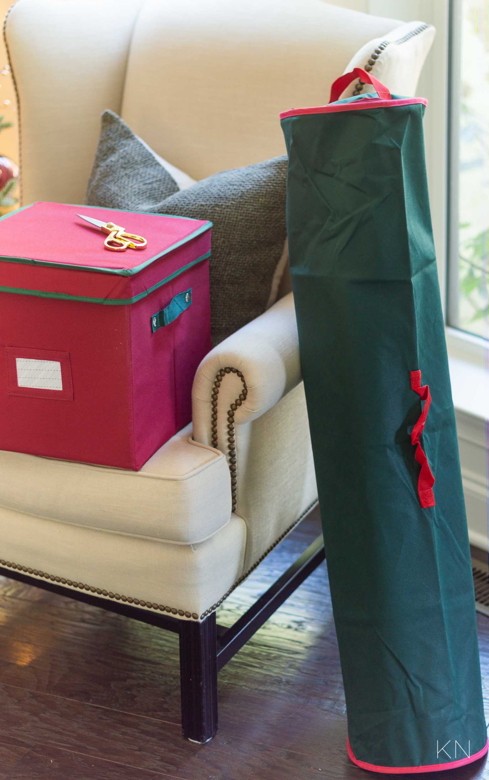 Holiday decor storage ideas featuring a boxes with Christmas decor