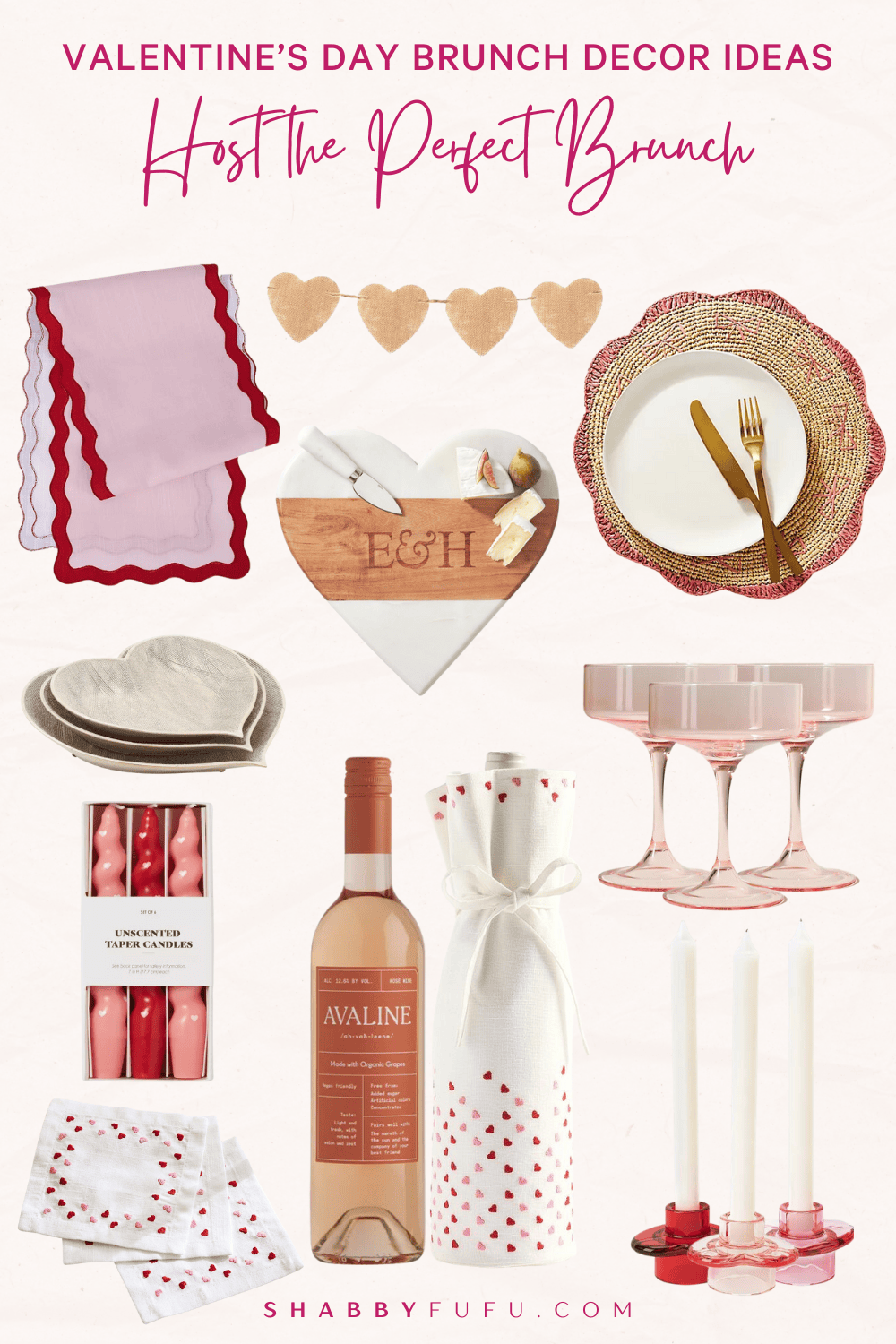 Host the Perfect Brunch Valentine’s Day Brunch Decor Ideas to Impress Pinterest LTK collage featuring decor finds