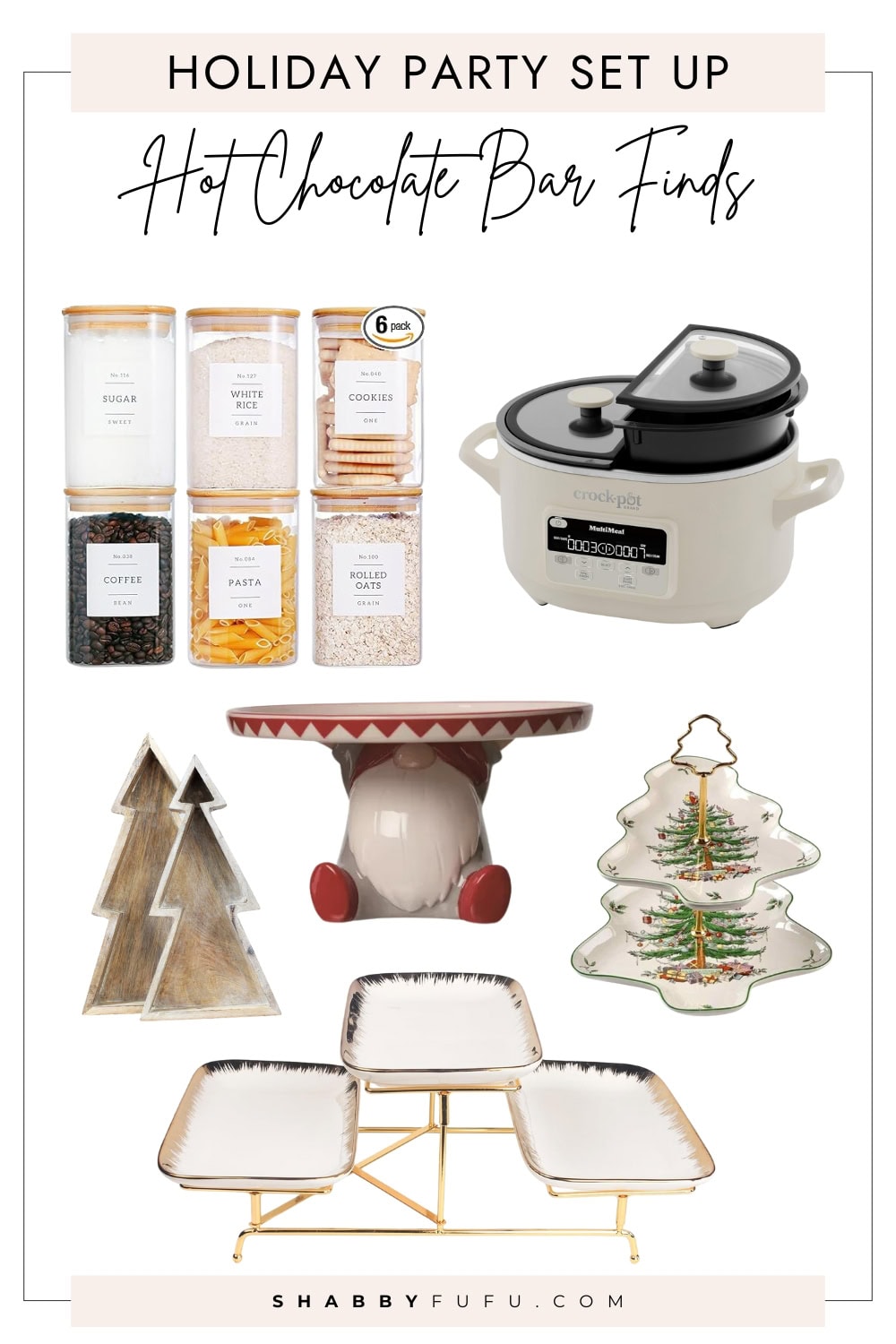 hot chocolate bar ideas collage featuring products and finds