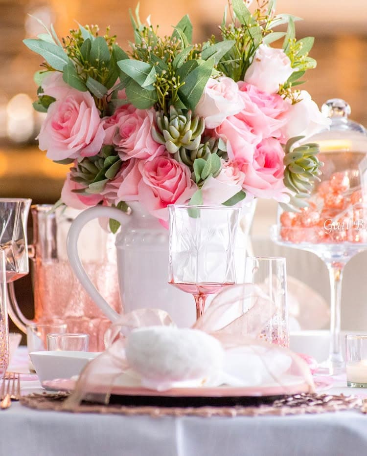 Valentines Day Brunch idea featuring a tablescape in farmhouse style