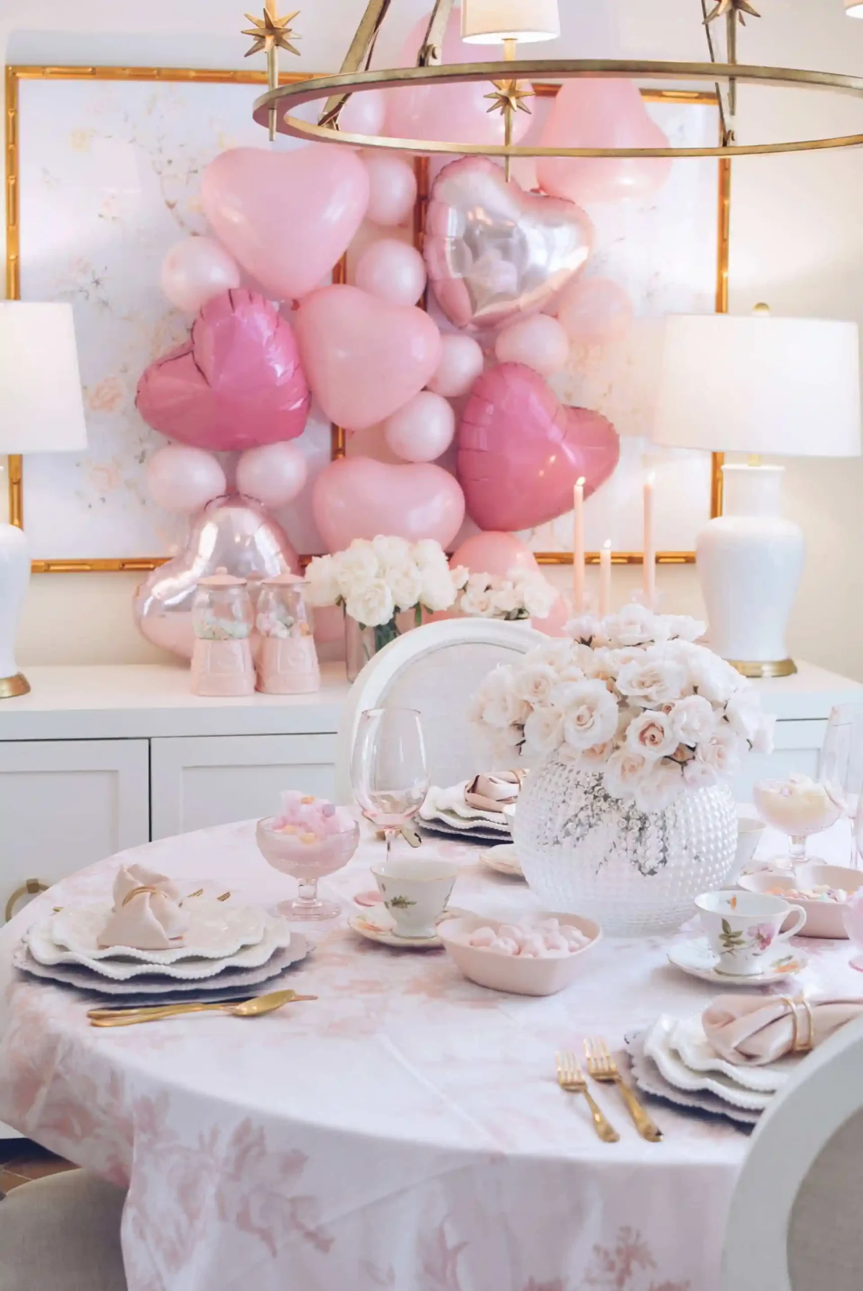 Valentines Day Brunch idea featuring a tablescape in farmhouse style
