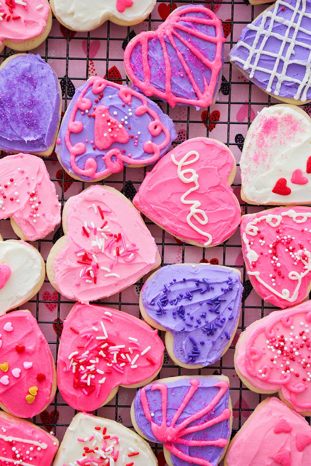 Example of Valentine’s Day kids dessert table colorful cookies