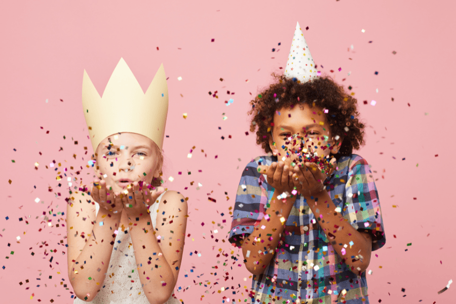 Celebrating New Year's eve with kids featuring a children at home party having fun