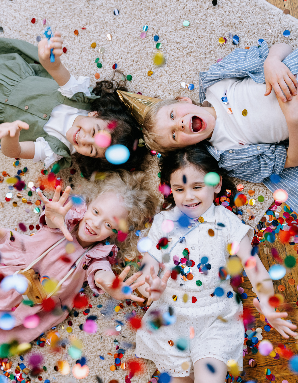 Celebrating New Year's eve with kids featuring a children at home party having fun