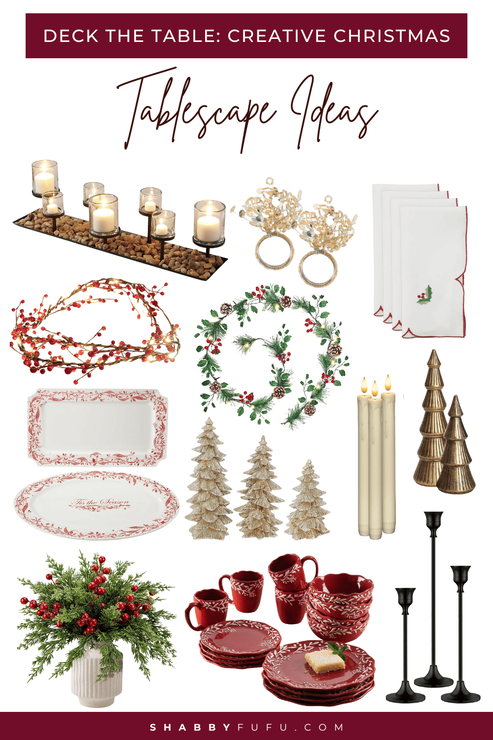 Pinterest collage featuring Christmas Tablescape finds