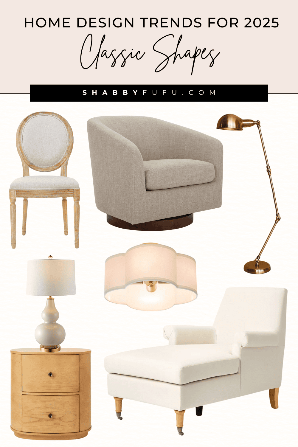 home design trends 2025 featuring classic shapes furniture