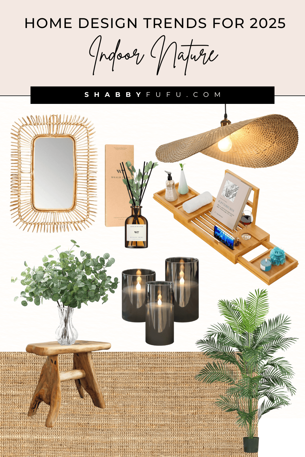 home design trends 2025 featuring indoor plants and natural textures and elements