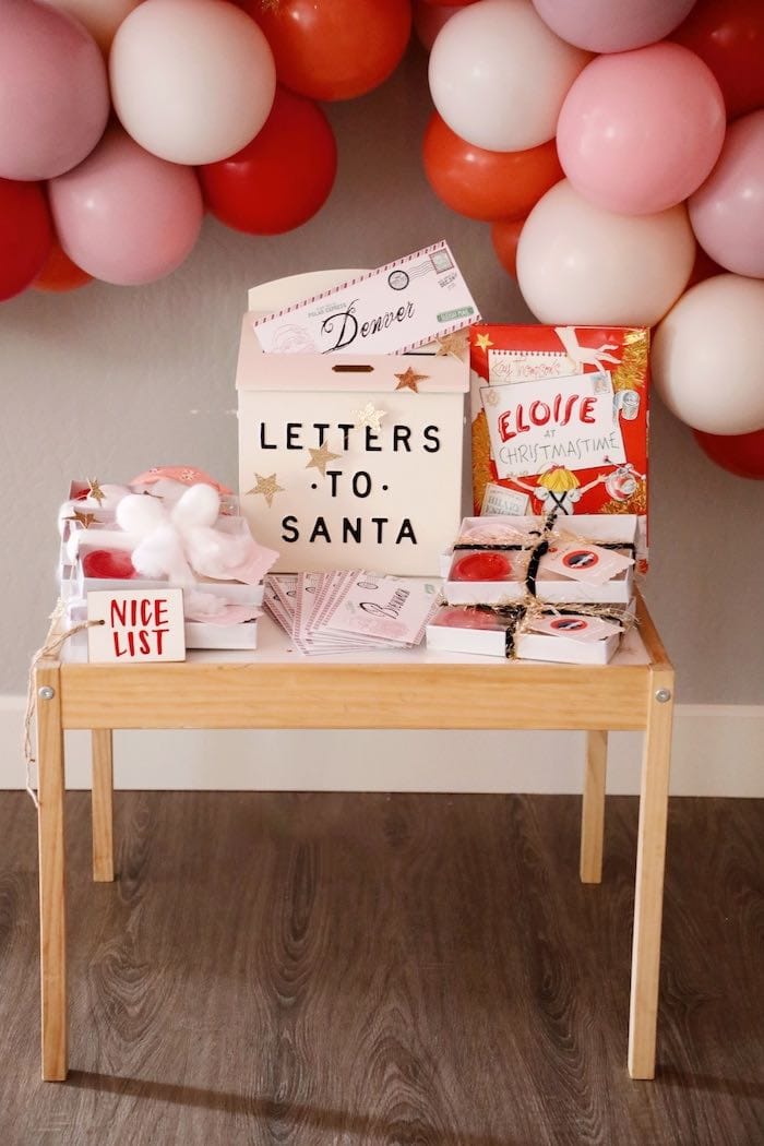 Kid-friendly Christmas party idea featuring a photo op letters to santa activity