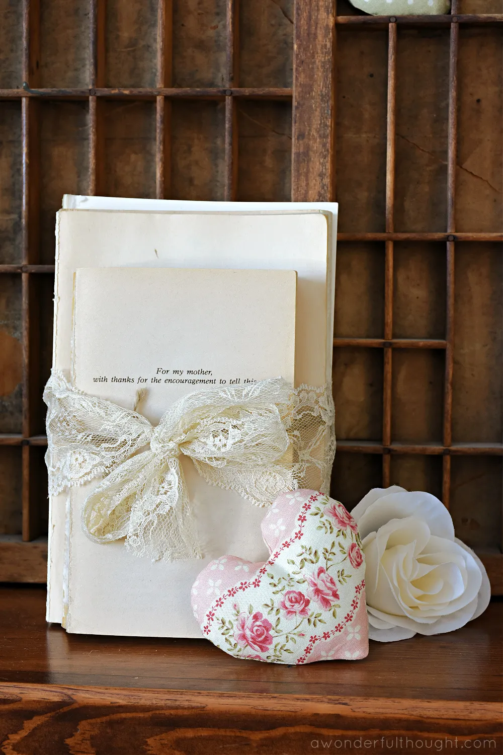 Vintage Valentine's Day decor idea featuring a vignette in romantic style