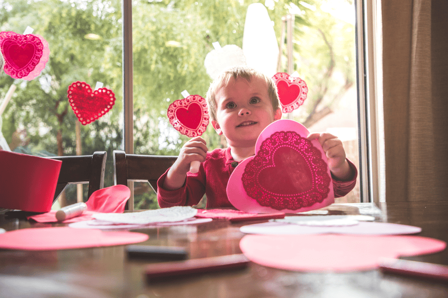 DIY Valentines kid-friendly craft idea featuring child making crafts
