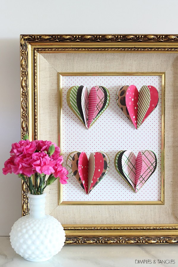 DIY Valentine's Day Decor idea featuring 3d heart-shaped inside frame