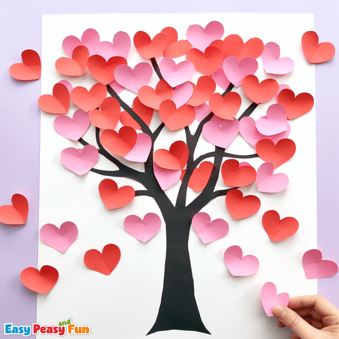 DIY Valentines kid-friendly craft idea featuring heart family tree
