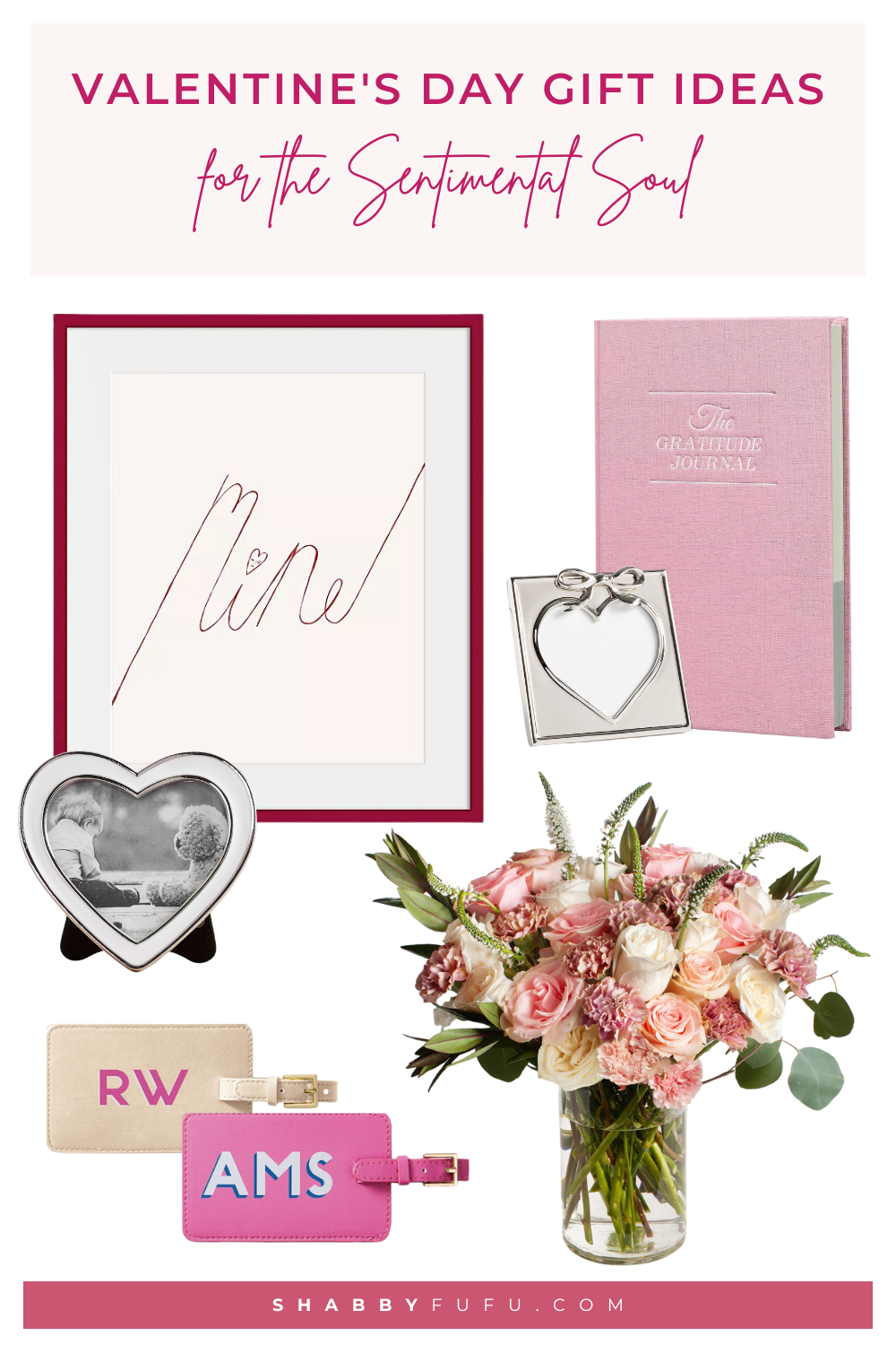 Pinterest Pin featuring collage with Valentine's day gift ideas for her