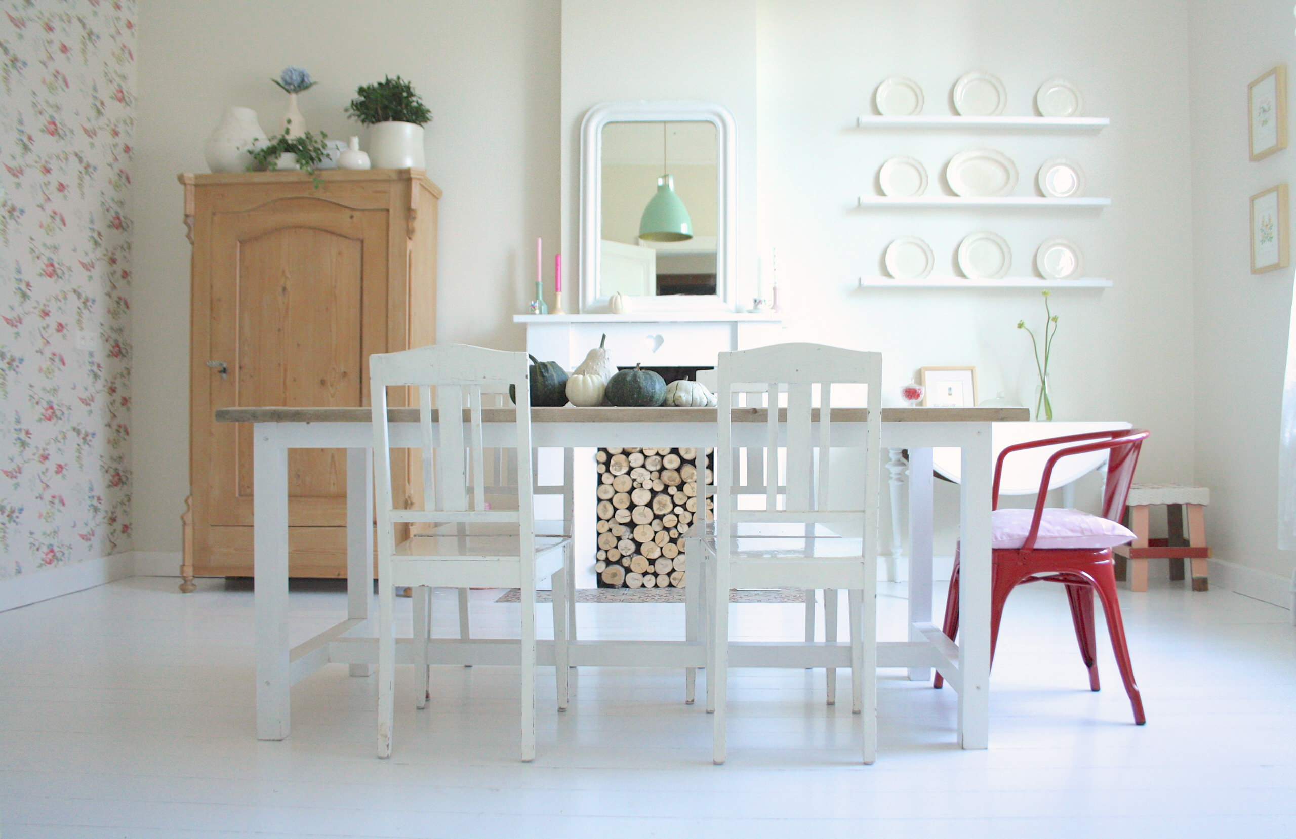 Vintage style furniture example of rustic french dining room