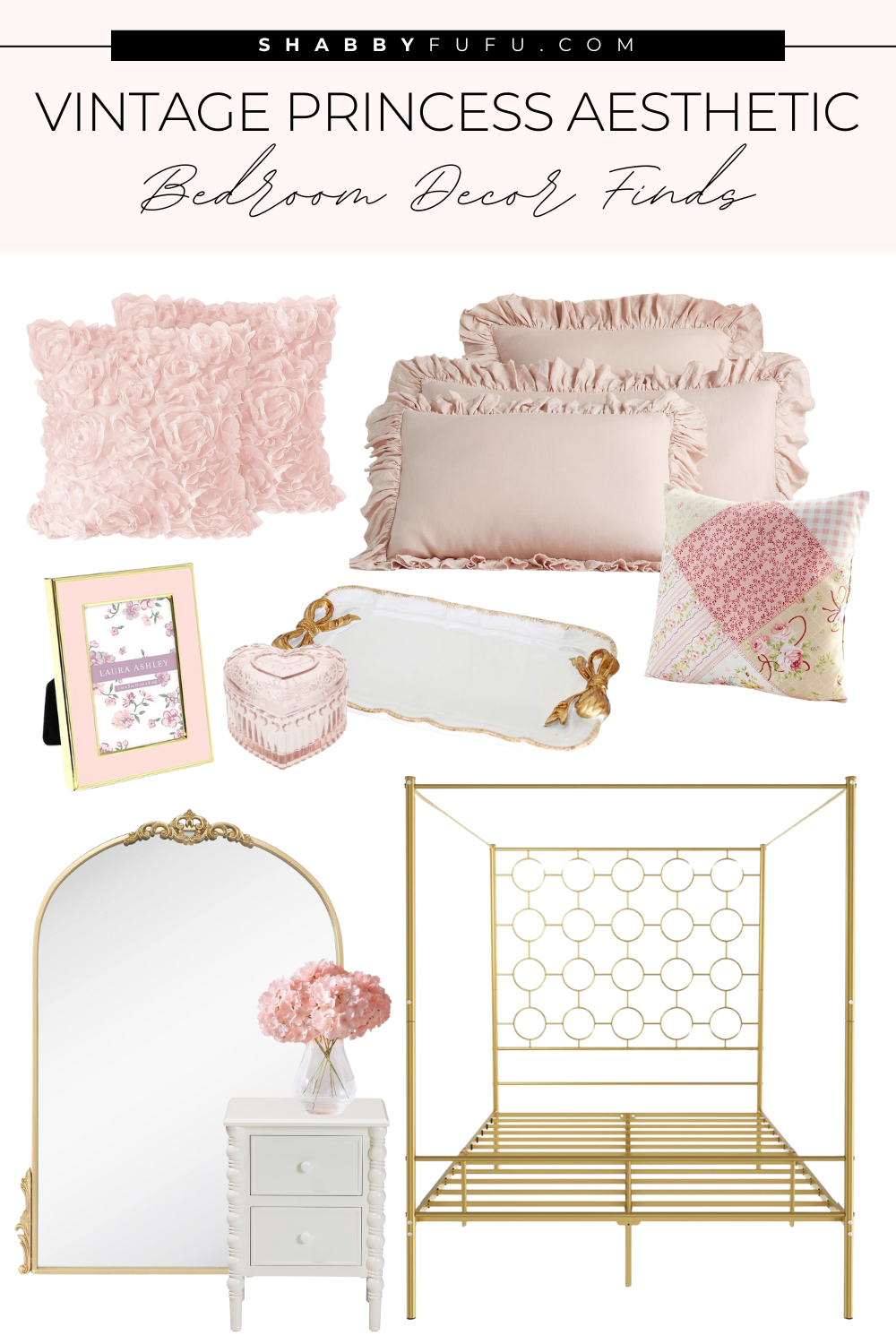 Decor finds for a dreamy vintage princess aesthetic bedroom