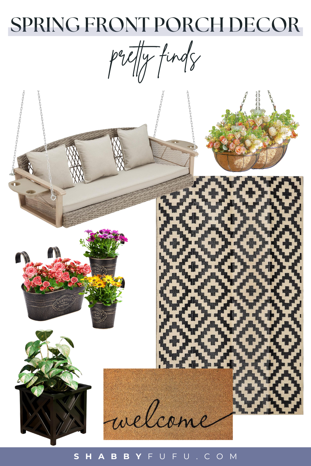 Spring front porch decorating ideas featuring decor finds from amazon