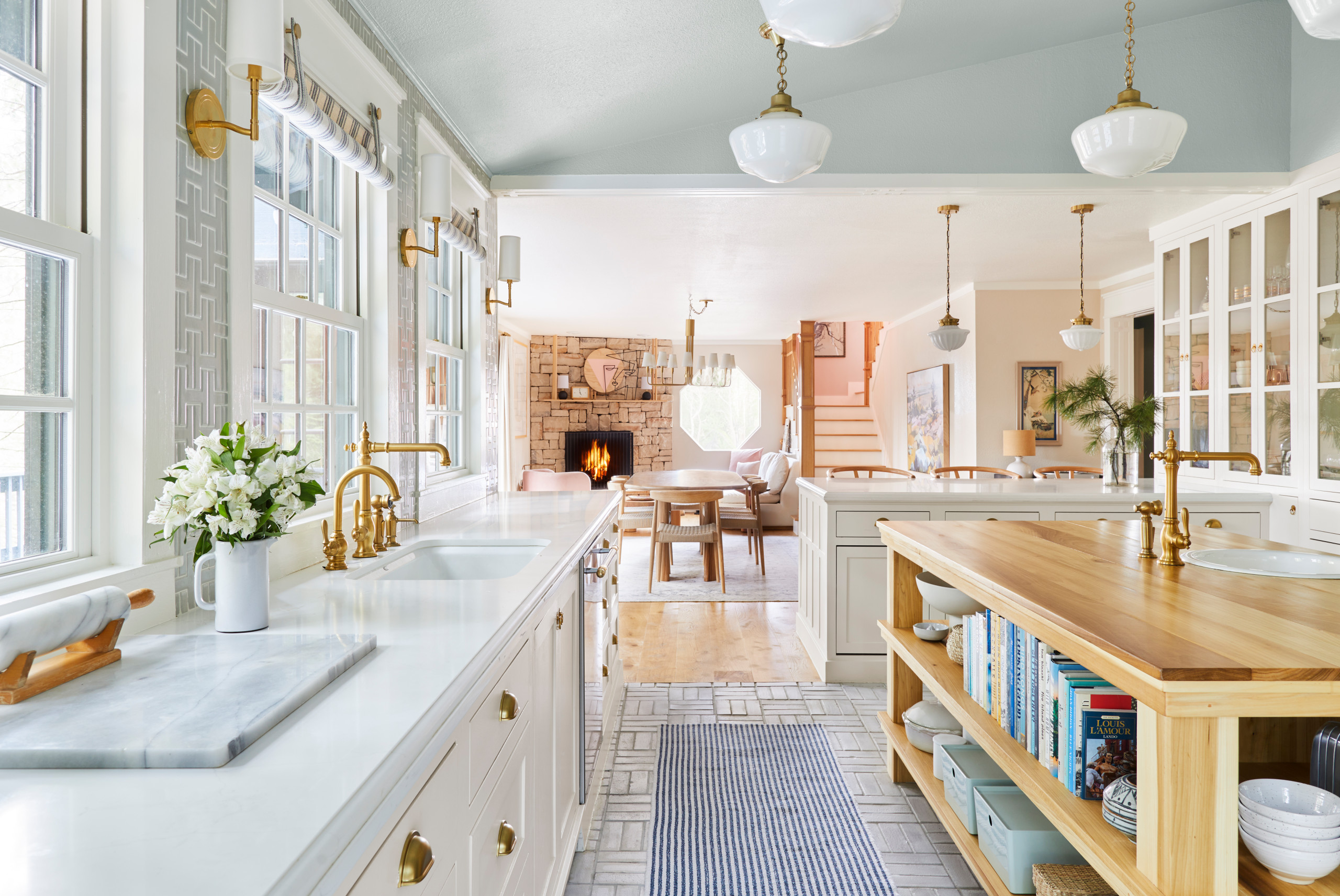 Nancy Meyers interiors inspiration example showcasing a traditional kitchen with comforting layered decor