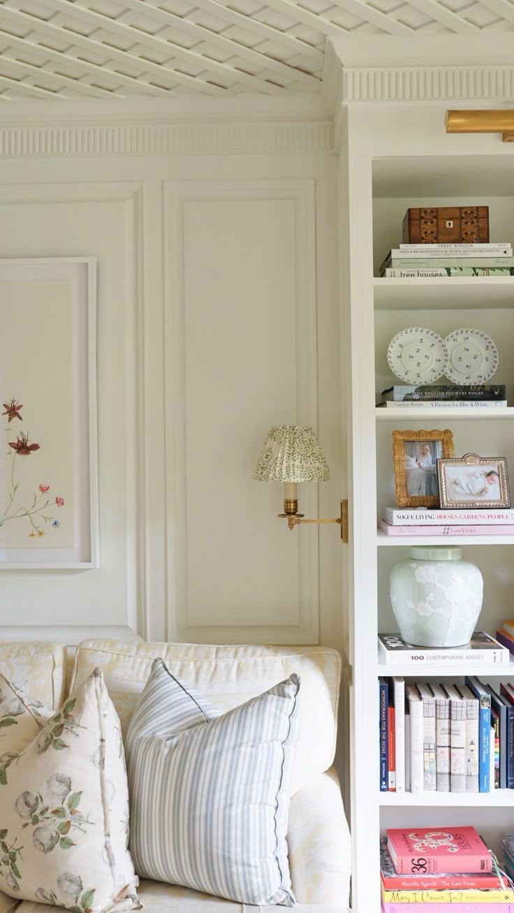 Nancy Meyers interiors inspiration example showcasing a traditional living room with comforting layered decor