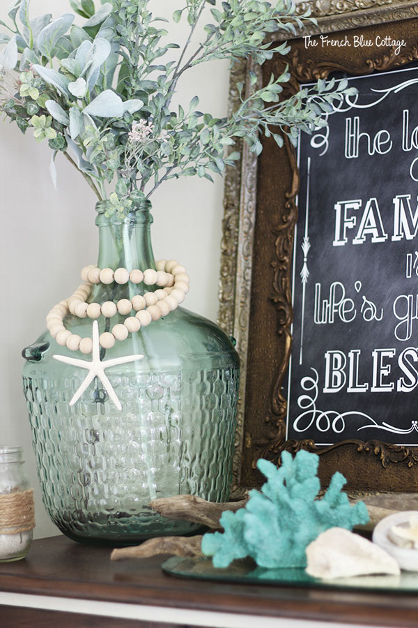 Spring mantel decor ideas in shabby chic coastal style
