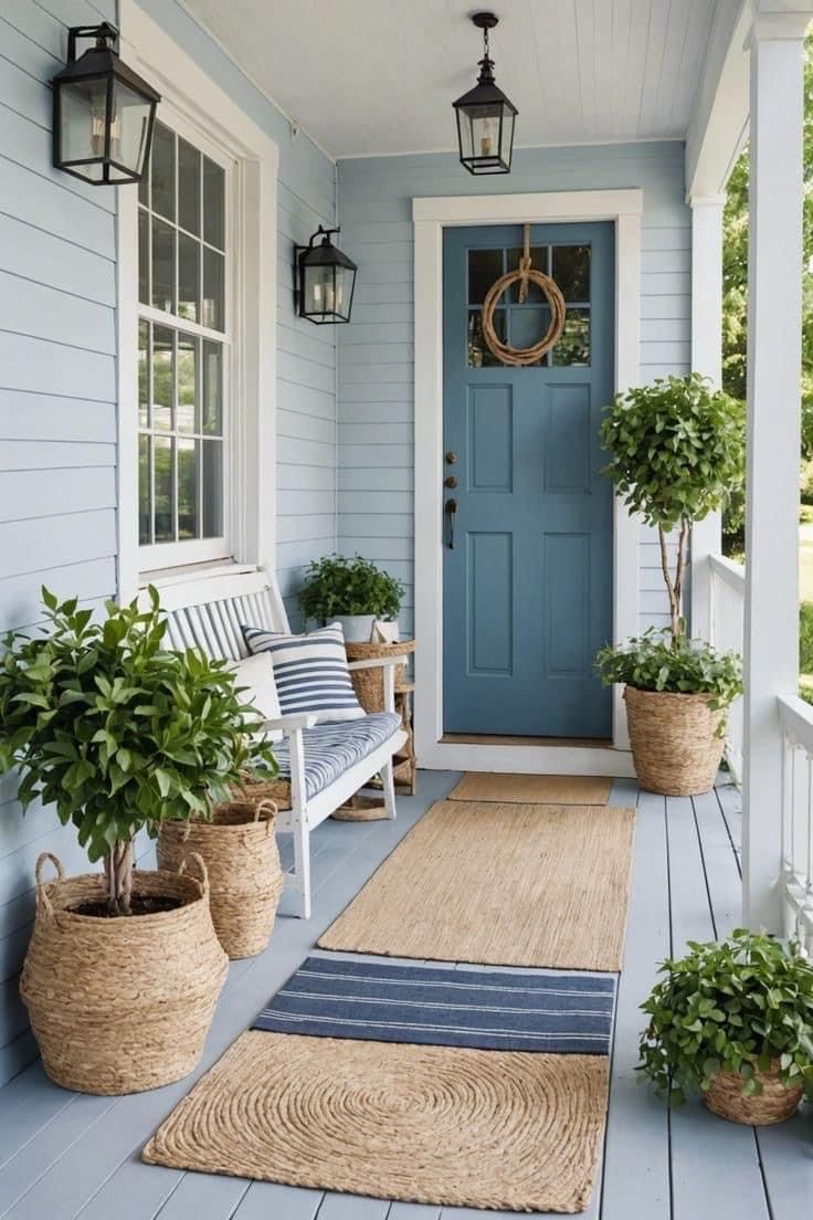 Spring front porch ideas featuring a traditional coastal style example