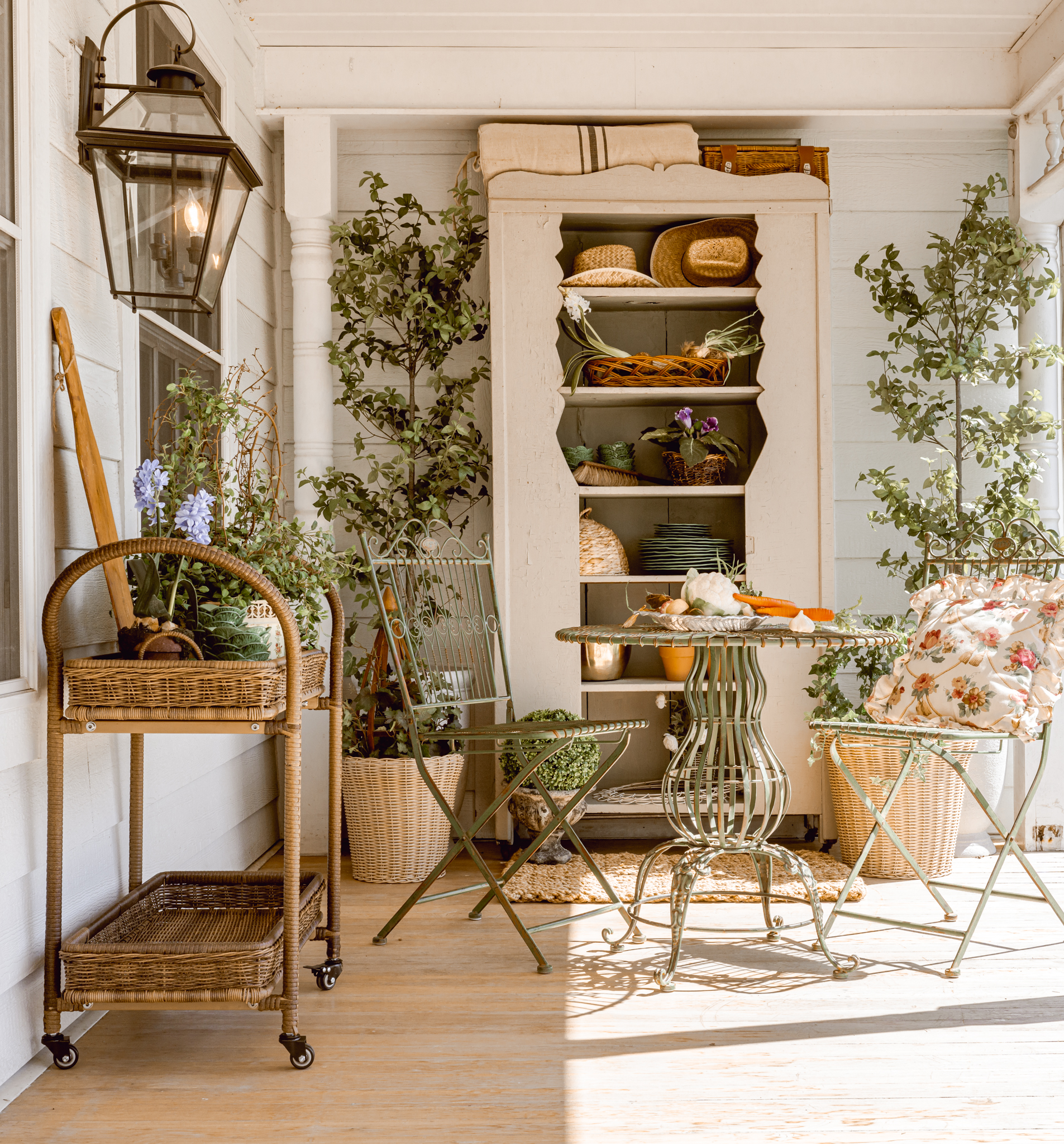 Spring front porch ideas featuring a traditional southern style example