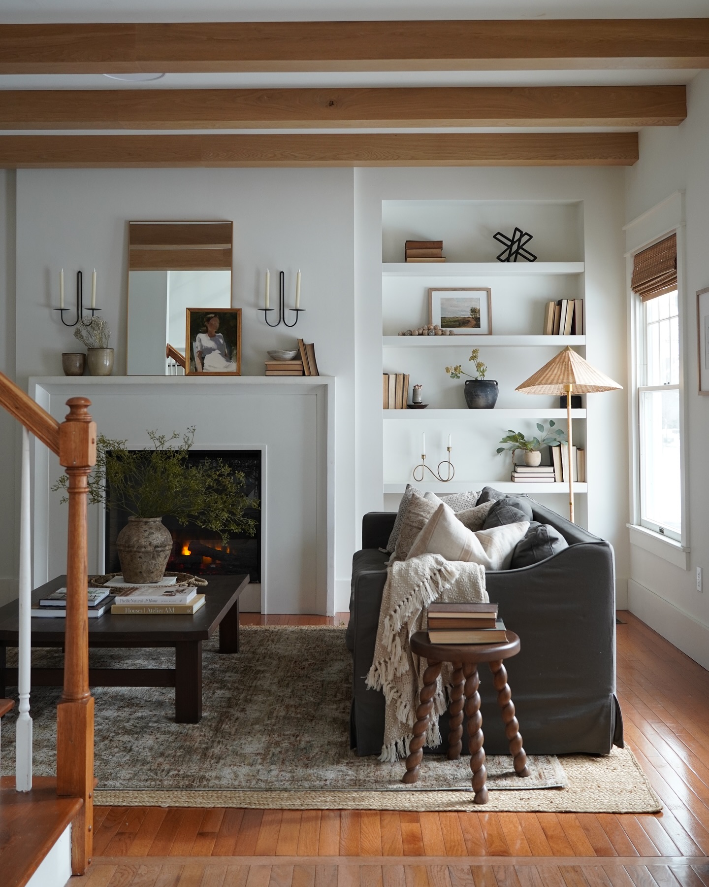 Example of warm rich neutrals color palette in traditional living room