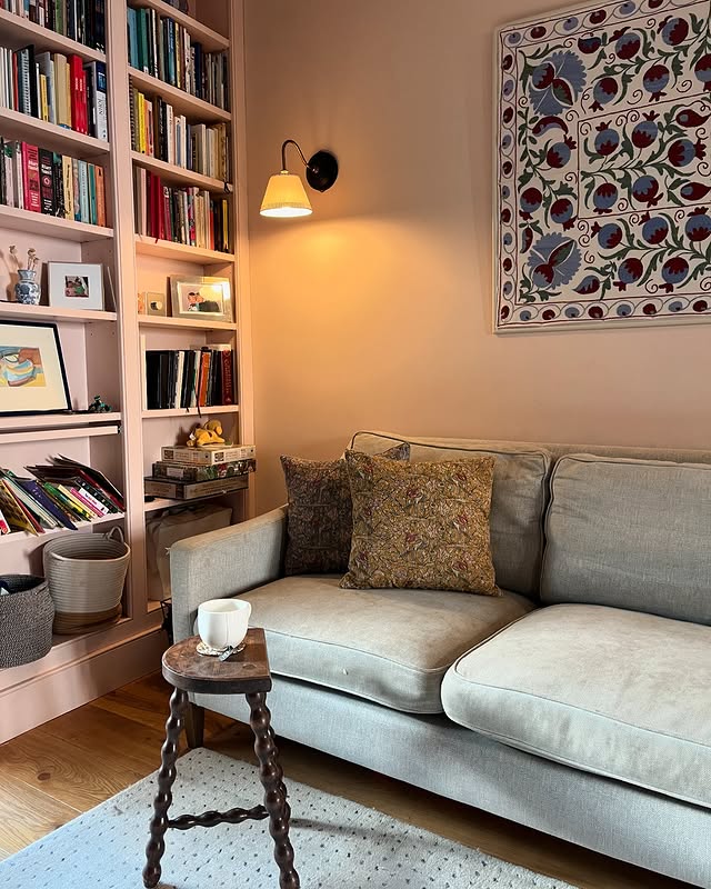 Example of warm rich neutrals color palette in living room idea