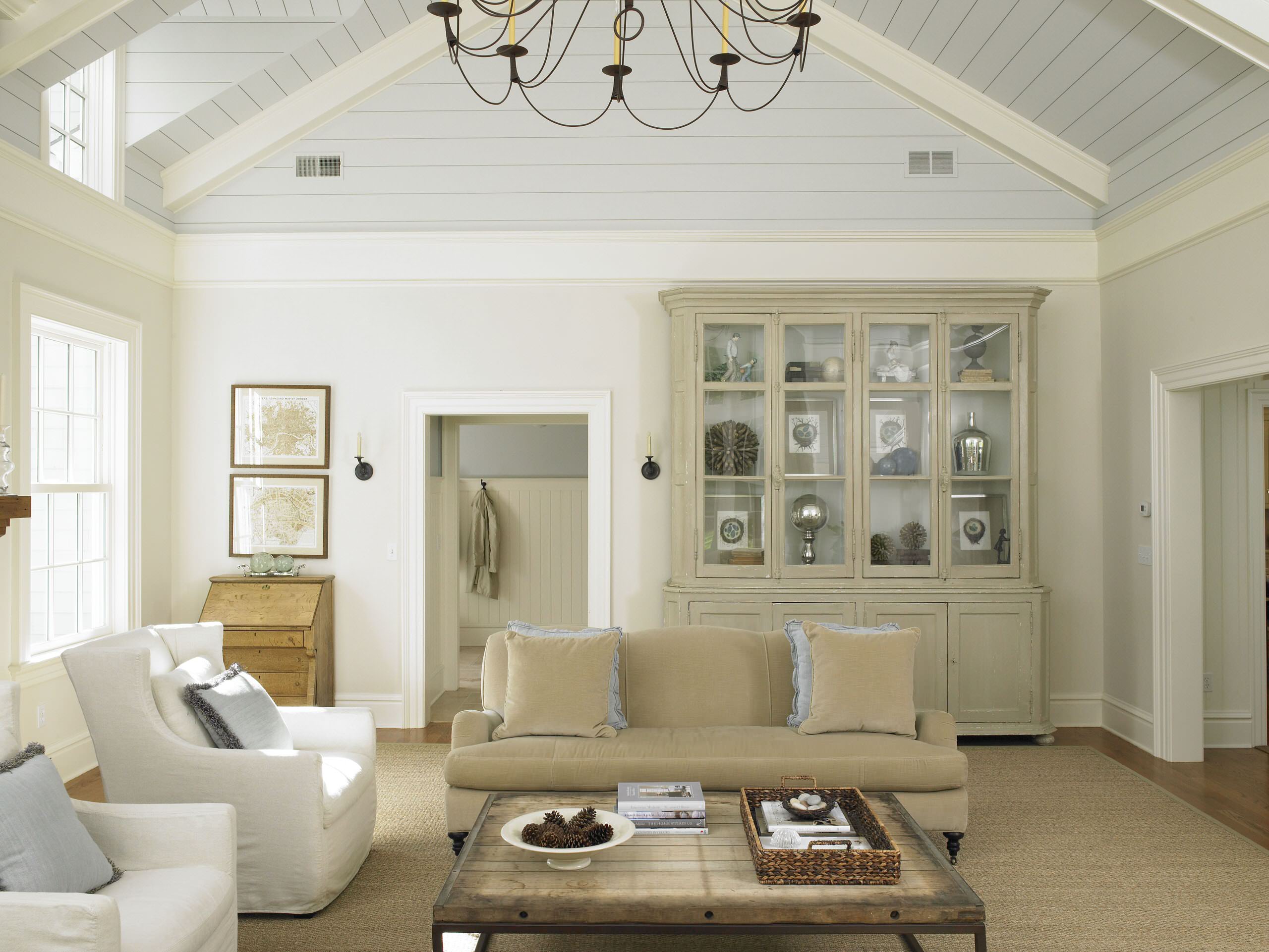Example of warm rich neutrals color palette in traditional living room