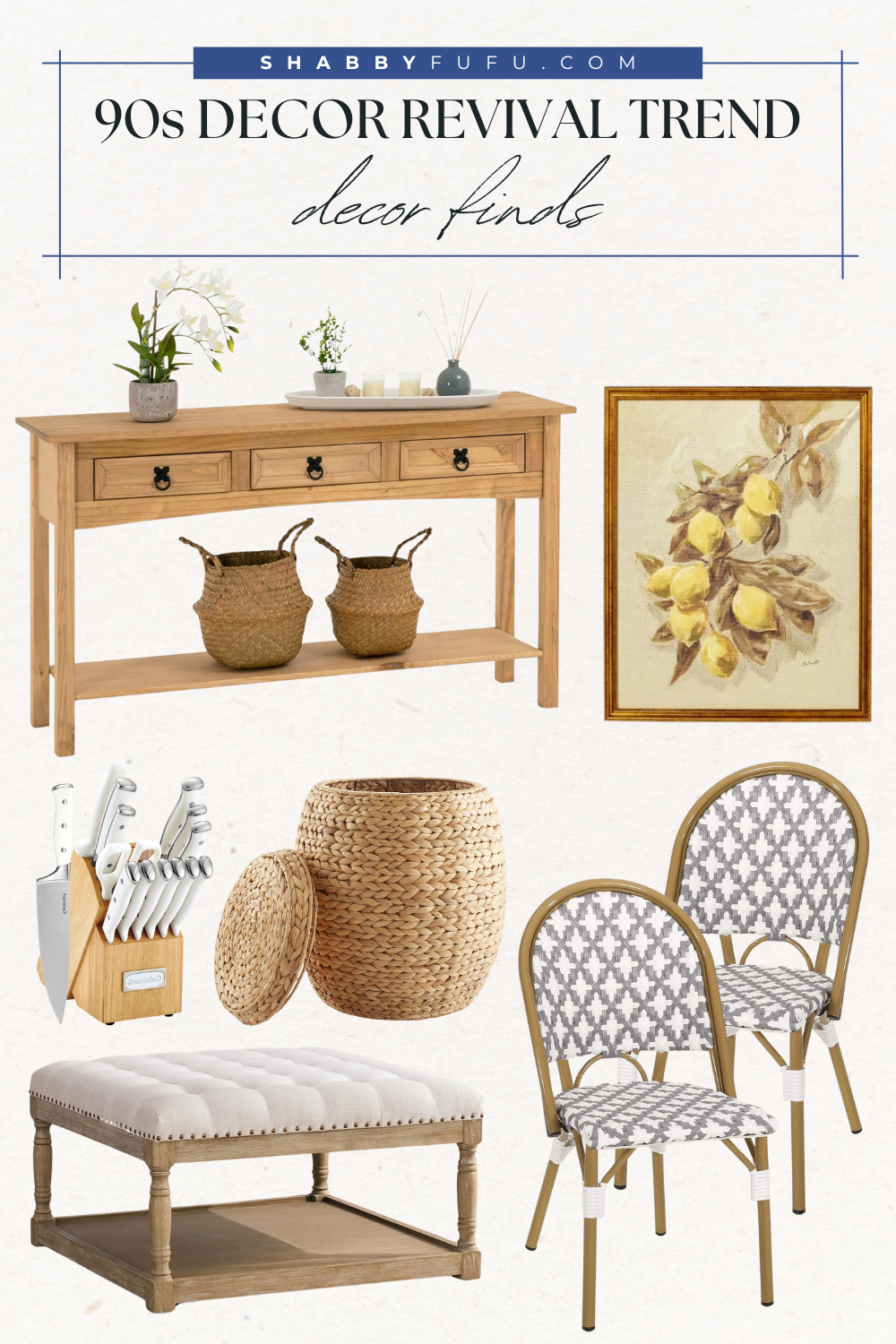 90s decor revival pinterest pin collage featuring decor finds