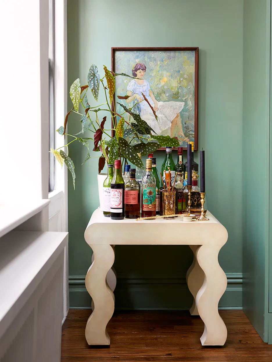 Statement pieces used as unique artworks in a contemporary eclectic entryway