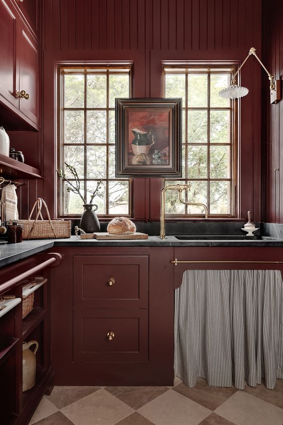 Color drenching idea showing a kitchen in plump