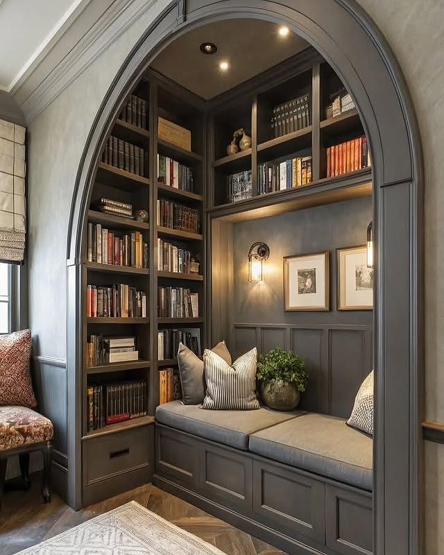 Curved furniture and architecture reading nook