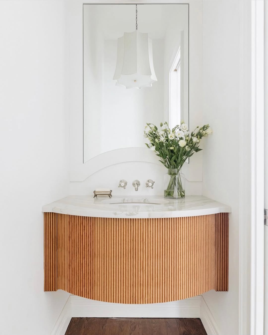 Curved furniture and architecture bathroom with arched door