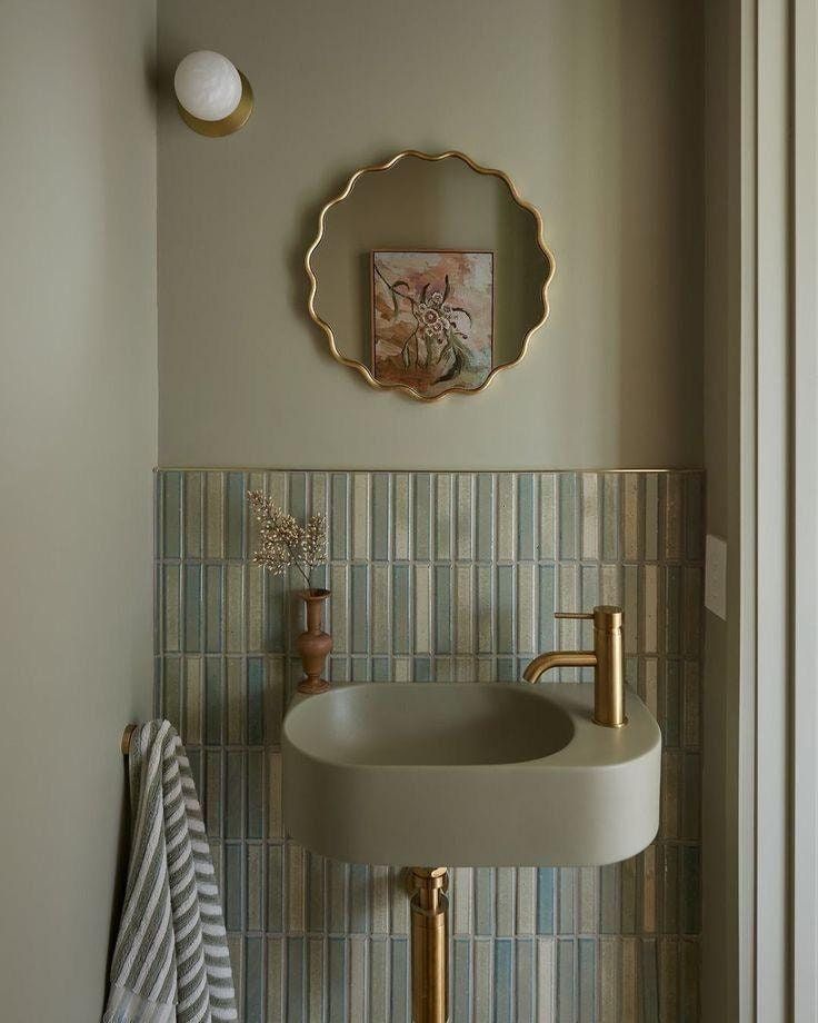 Curved furniture and architecture bathroom with arched door