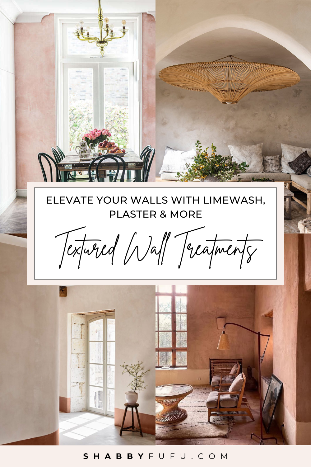 Pinterest Pin featuring textured wall treatments ideas in a collage