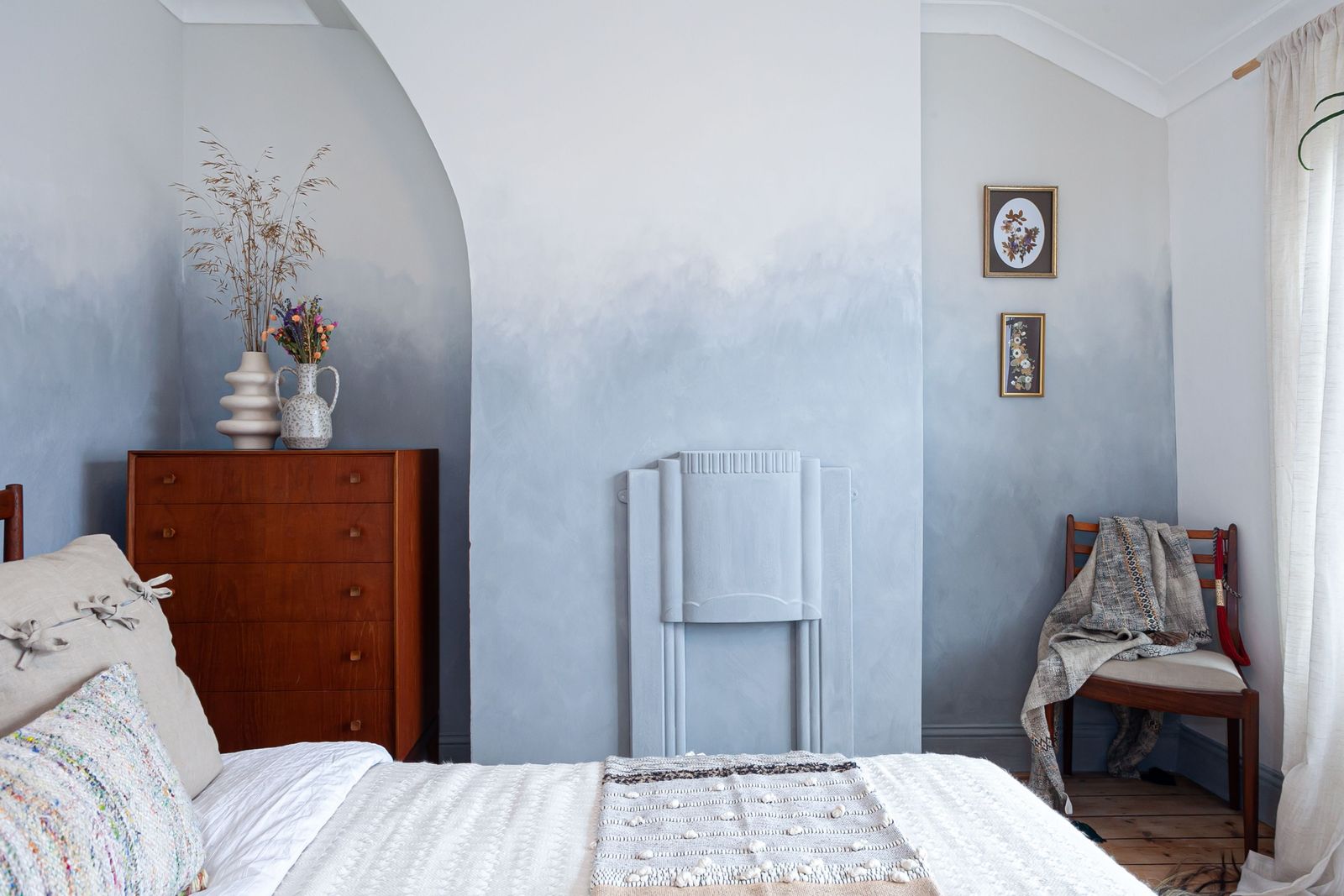 Textured wall treatments ideas showcasing an example in ombre blue plaster
