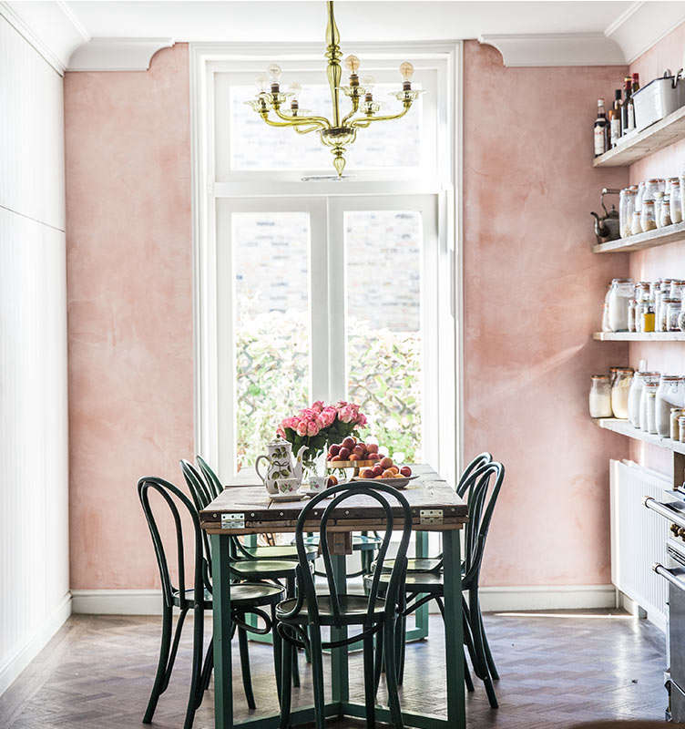 Textured wall treatments ideas showcasing an example in pink plaster