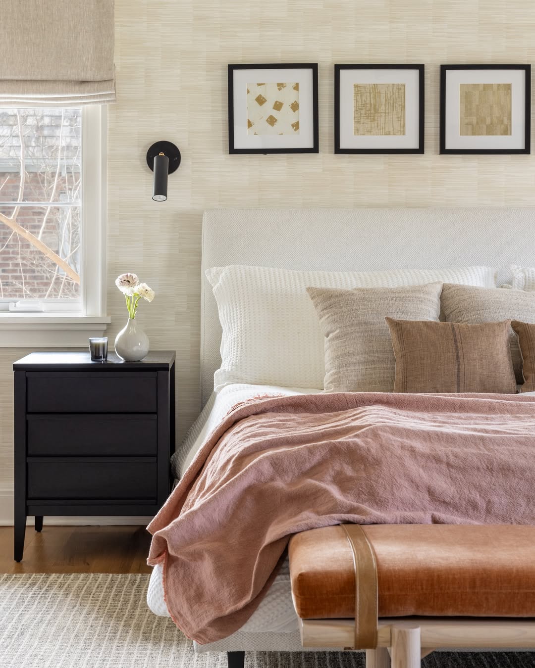 Bedroom design example of earthy modern traditional bedroom