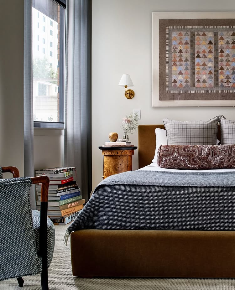 Bedroom design example of chic contemporary eclectic bedroom