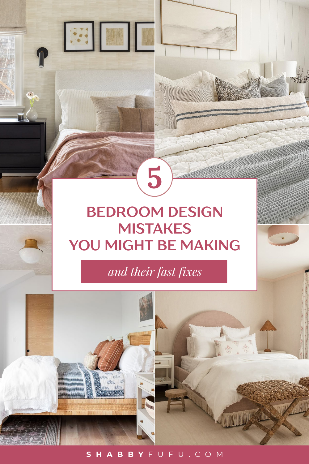 Bedroom design collage featuring bedroom examples in modern traditional styles